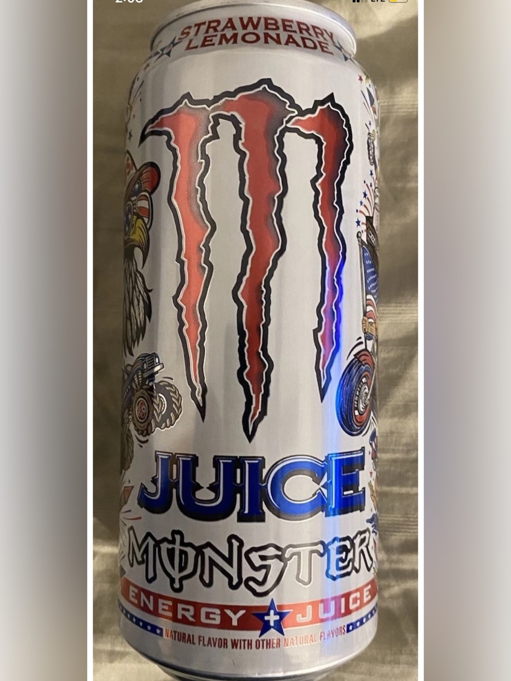 Monster Juice Strawberry Lemonade Energy Drink - White/Red